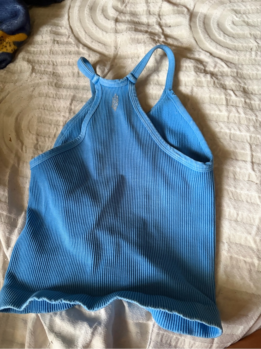 Free People Ribbed Racerback Crop Top in Sky Blue